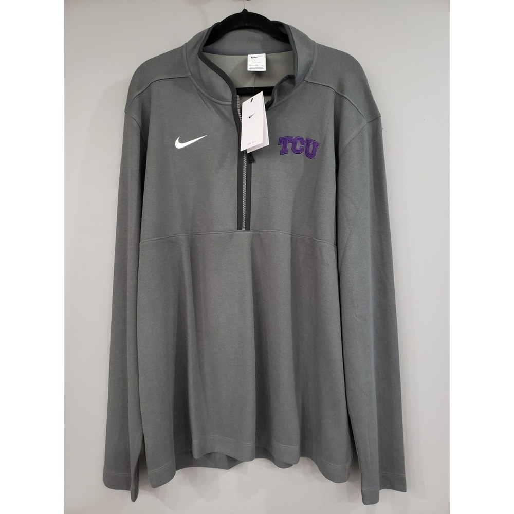 NEW MENS XXL 2XL TCU Horned Frogs‎ Shirt NCAA Football Nike Quarter Zip Pullover